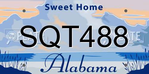 SQT488 Alabama License Plate