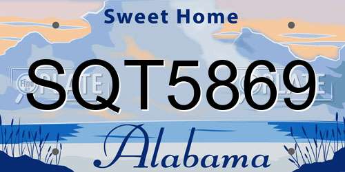 SQT5869 Alabama License Plate