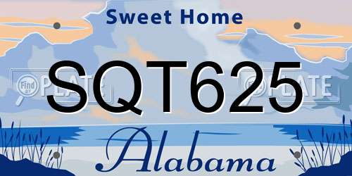SQT625 Alabama License Plate