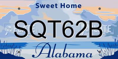 SQT62B Alabama License Plate