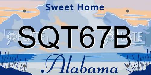 SQT67B Alabama License Plate