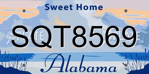 SQT8569 Alabama License Plate