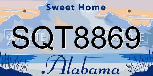 SQT8869 Alabama License Plate