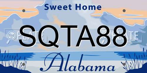 SQTA88 Alabama License Plate