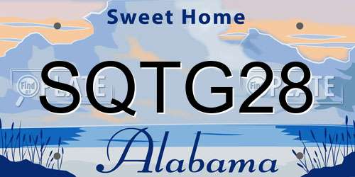 SQTG28 Alabama License Plate