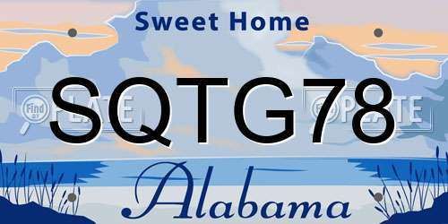 SQTG78 Alabama License Plate