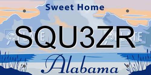 SQU3ZR Alabama License Plate