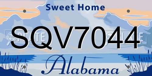 SQV7044 Alabama License Plate