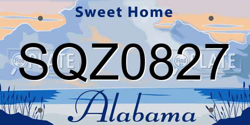 SQZ0827 Alabama License Plate