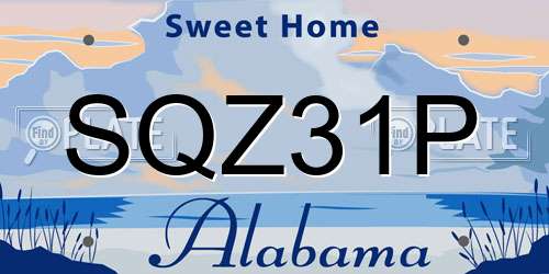 SQZ31P Alabama License Plate