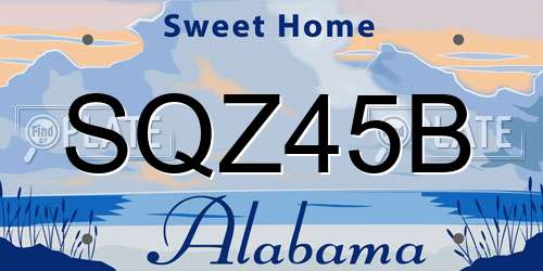 SQZ45B Alabama License Plate