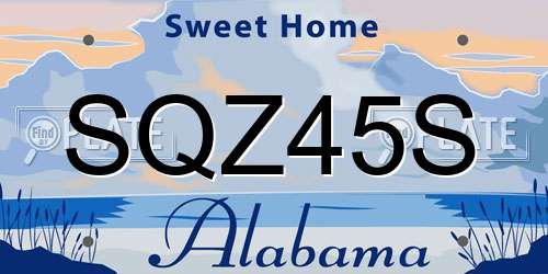 SQZ45S Alabama License Plate