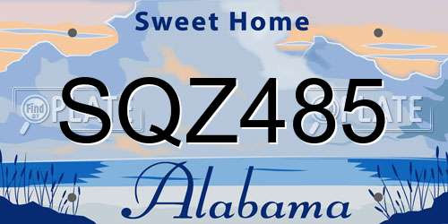 SQZ485 Alabama License Plate