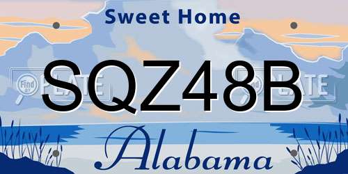SQZ48B Alabama License Plate
