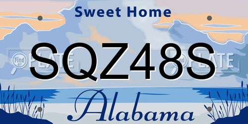 SQZ48S Alabama License Plate