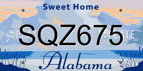 SQZ675 Alabama License Plate