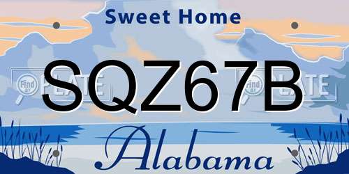 SQZ67B Alabama License Plate