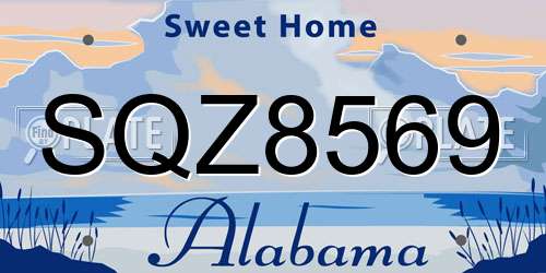 SQZ8569 Alabama License Plate