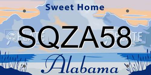 SQZA58 Alabama License Plate