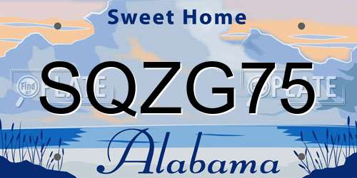 SQZG75 Alabama License Plate