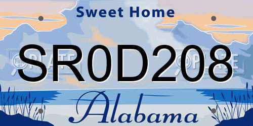 SR0D208 Alabama License Plate