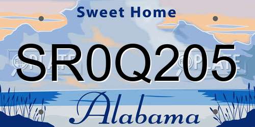SR0Q205 Alabama License Plate