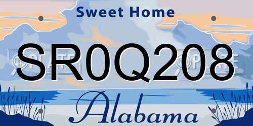 SR0Q208 Alabama License Plate