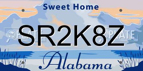 SR2K8Z Alabama License Plate