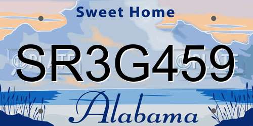 SR3G459 Alabama License Plate