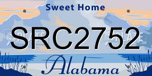 SRC2752 Alabama License Plate