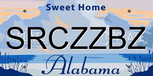SRCZZBZ Alabama License Plate