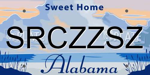 SRCZZSZ Alabama License Plate