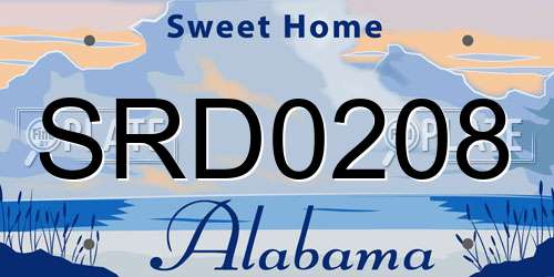 SRD0208 Alabama License Plate