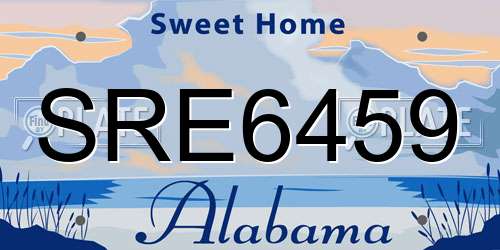 SRE6459 Alabama License Plate