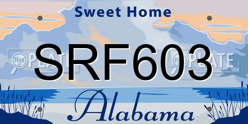 SRF603 Alabama License Plate