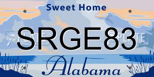 SRGE83 Alabama License Plate