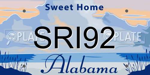 SRI92 Alabama License Plate