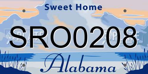 SRO0208 Alabama License Plate