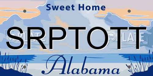 SRPTOTT Alabama License Plate
