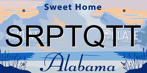SRPTQTT Alabama License Plate