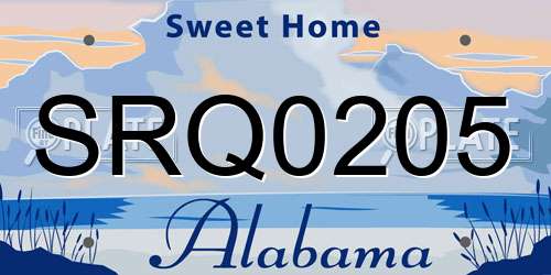 SRQ0205 Alabama License Plate
