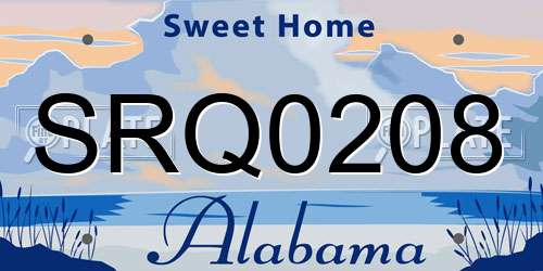 SRQ0208 Alabama License Plate