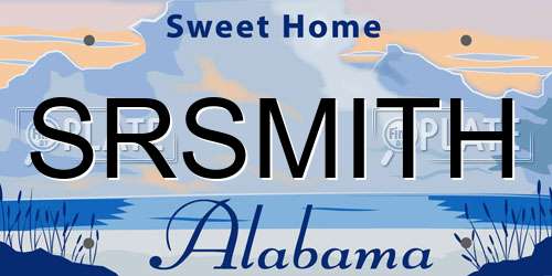 SRSMITH Alabama License Plate