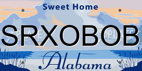 SRXOBOB Alabama License Plate