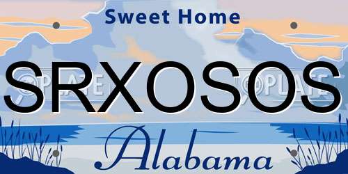 SRXOSOS Alabama License Plate