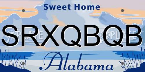 SRXQBQB Alabama License Plate
