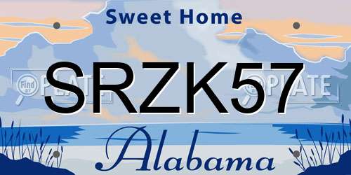 SRZK57 Alabama License Plate