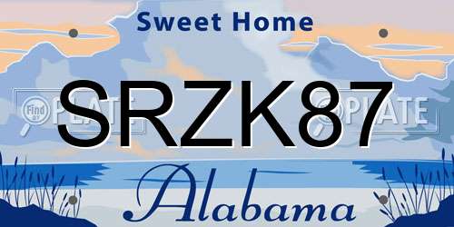 SRZK87 Alabama License Plate