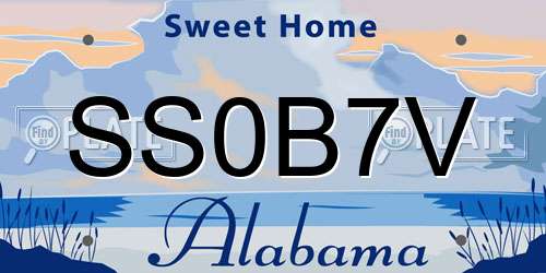 SS0B7V Alabama License Plate