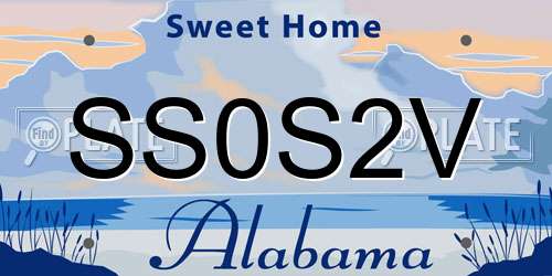 SS0S2V Alabama License Plate